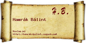 Hamrák Bálint névjegykártya